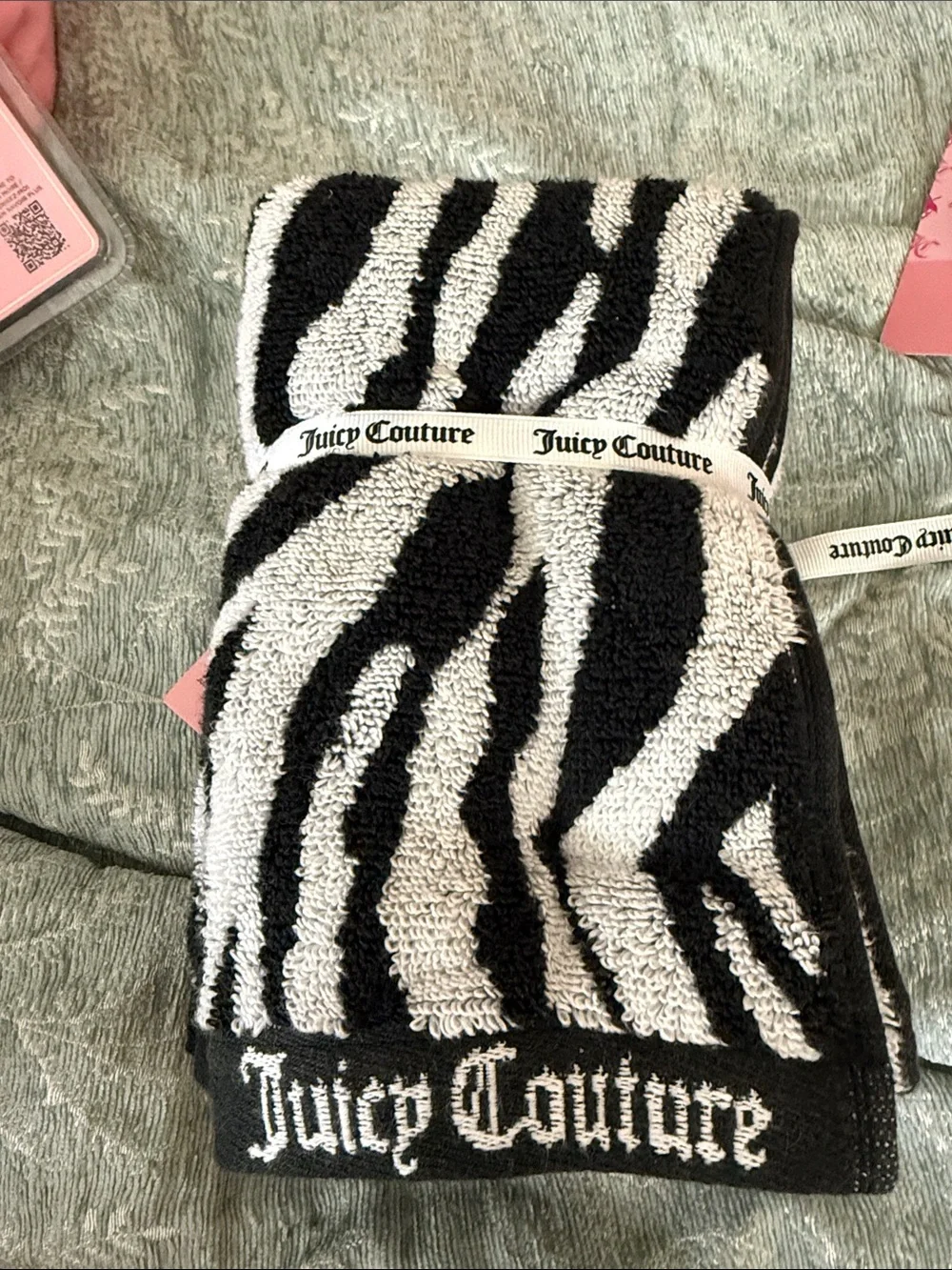 Juicy Couture Black & White Zebra Stripe Hand Towels - 2 Pack